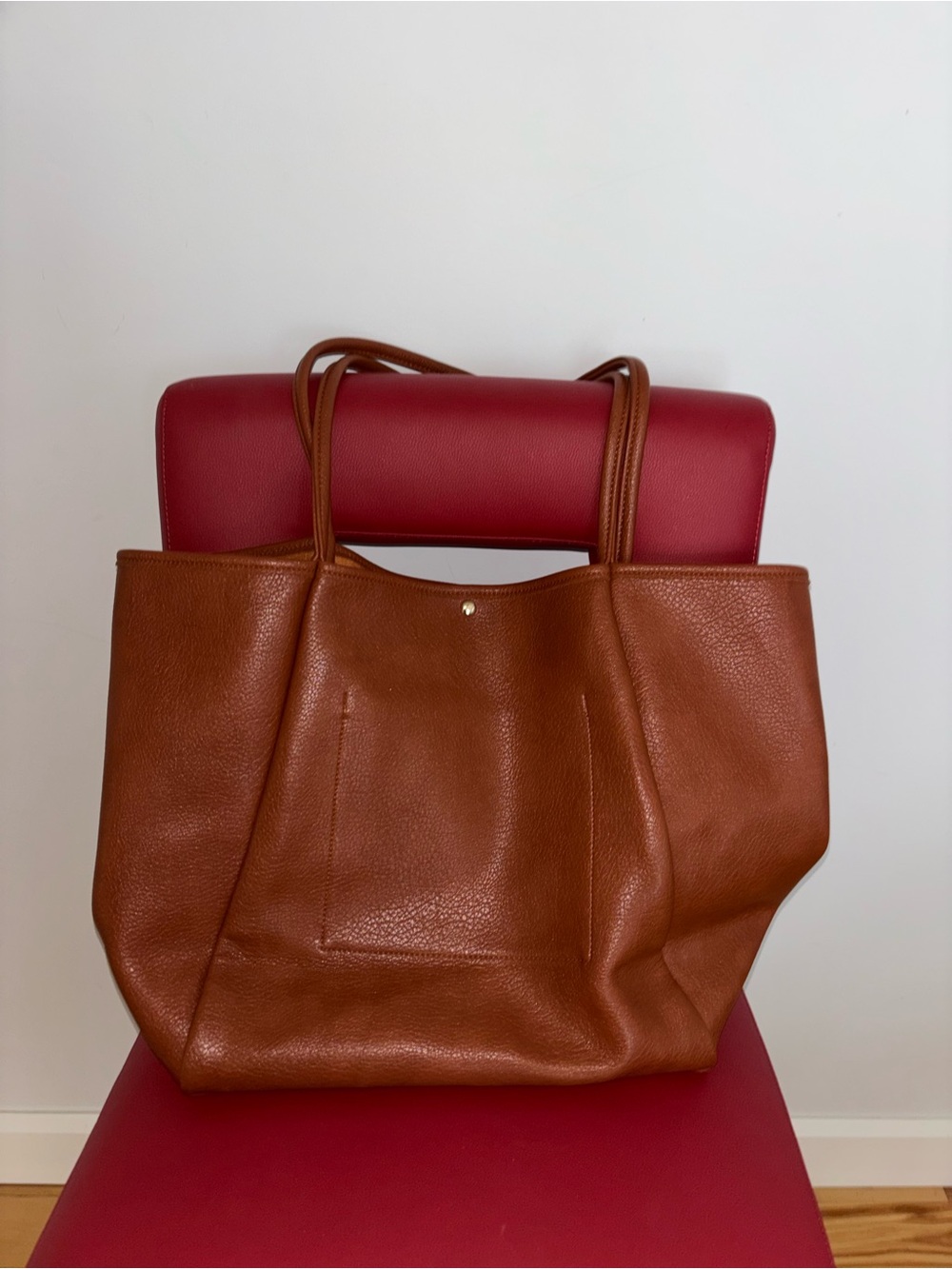 Women's Tan Pebbled Leather Tote Bag
